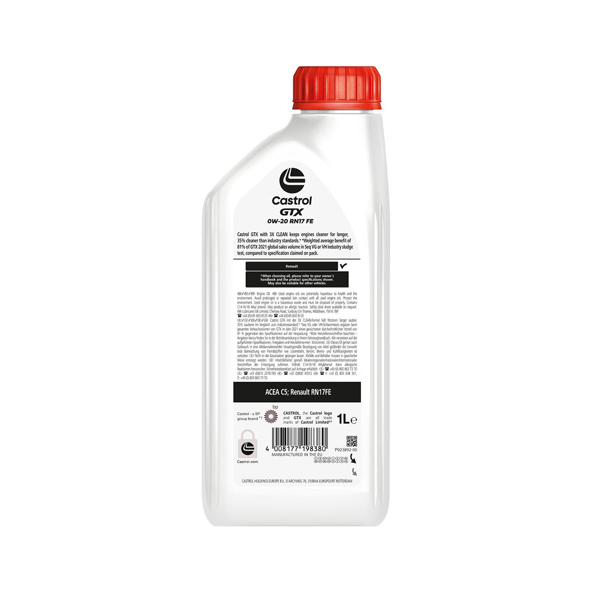 Olio Motore CASTROL GTX RN17 FE 0W-20 1L Renault Sintetico