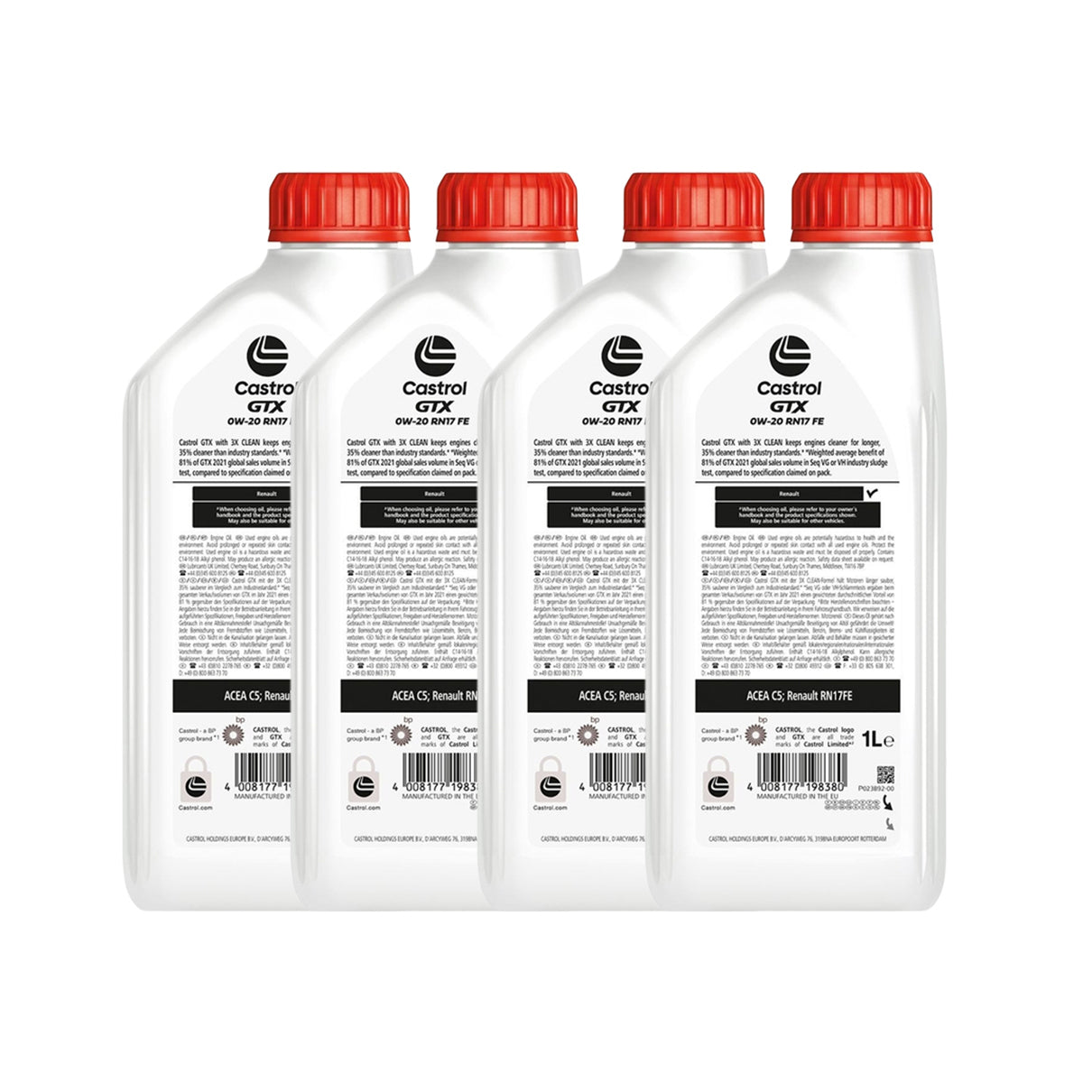 Olio Motore CASTROL GTX RN17 FE 0W-20 4 Litri Renault Sintetico